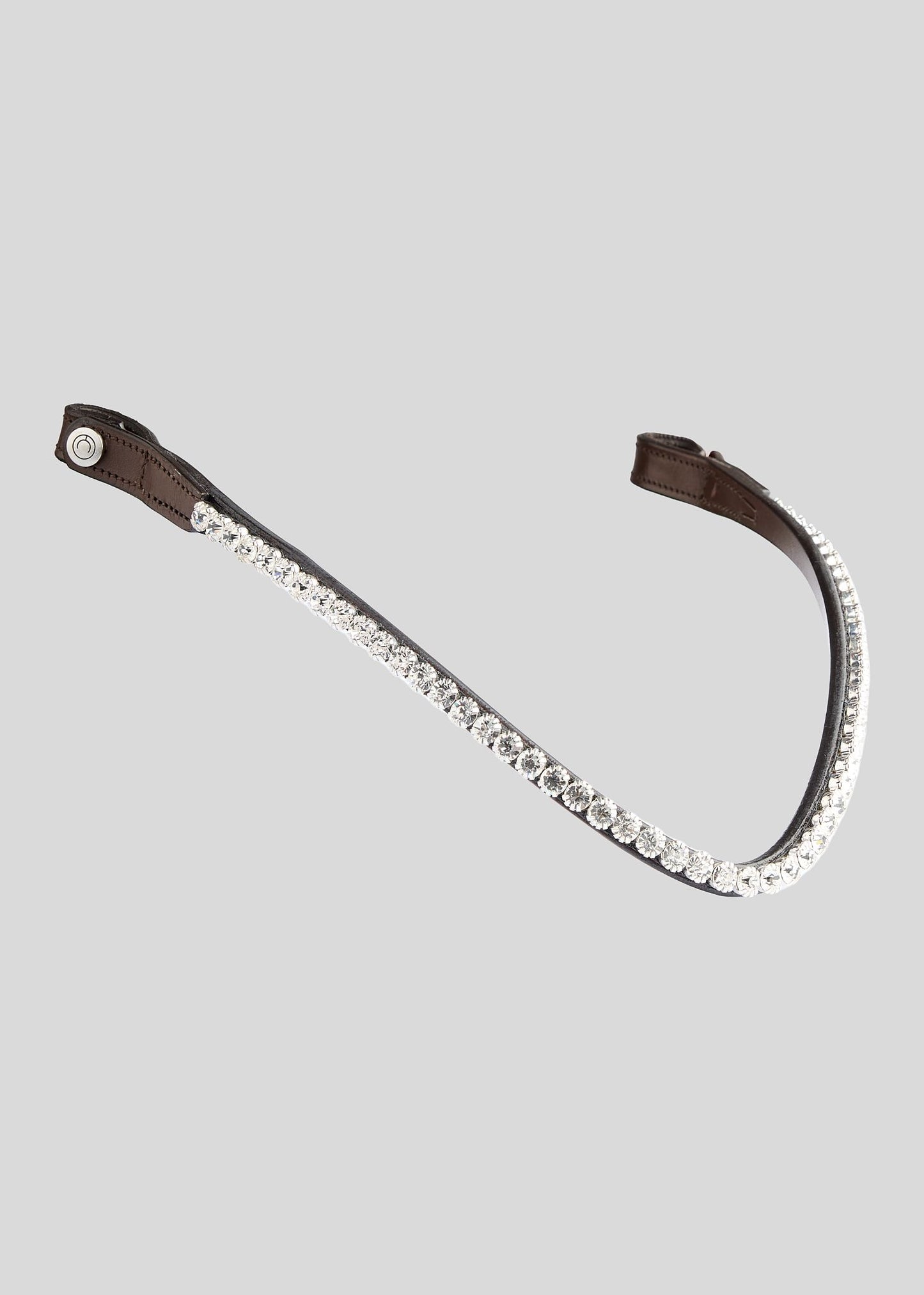 FAIR Crystal Browband - Brown Leather, Clear Montar